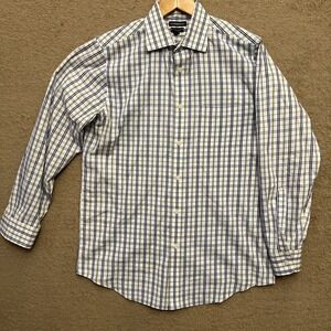 Croft And Barrow Classic Fit Button Down Blue Plaid Easy Care 15 1/2 Preppy